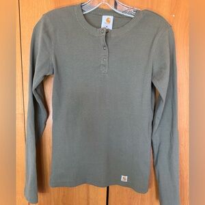 Women’s Carhartt 3 Button Long Sleeve Ribbed Heavy Duty Top